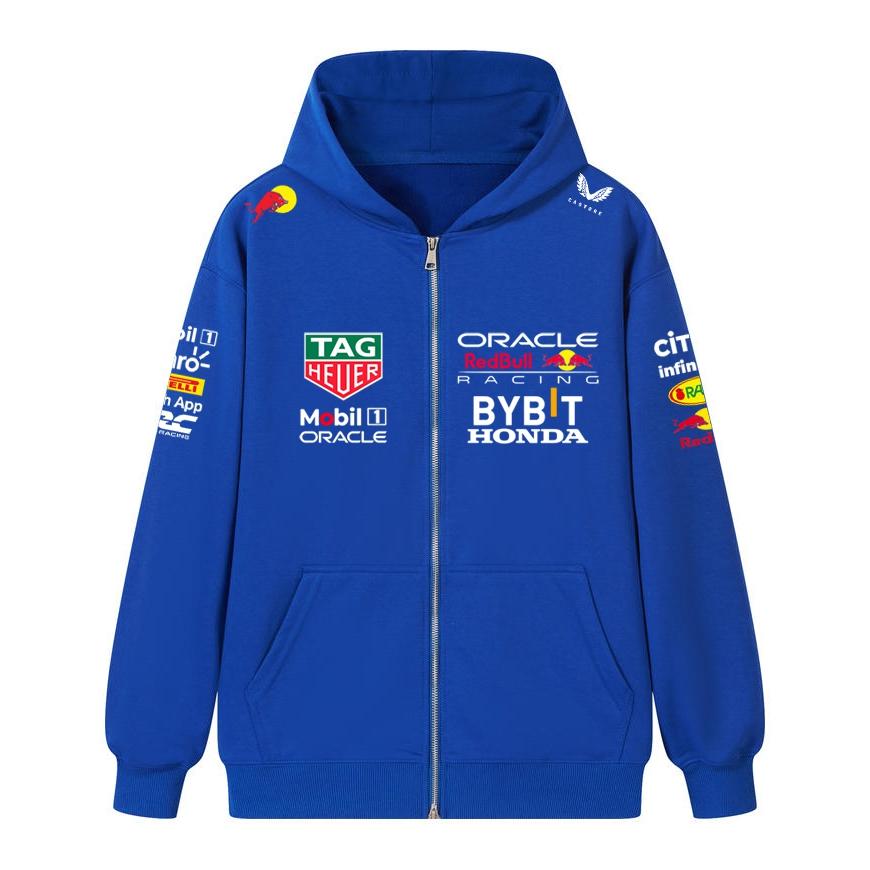 Red Bull Толстовка на молнии с символикой команды F1 Верстаппен Формула 1 Спортивная толстовка на молнии Мужская Женская Повседневная кофта-пуловер