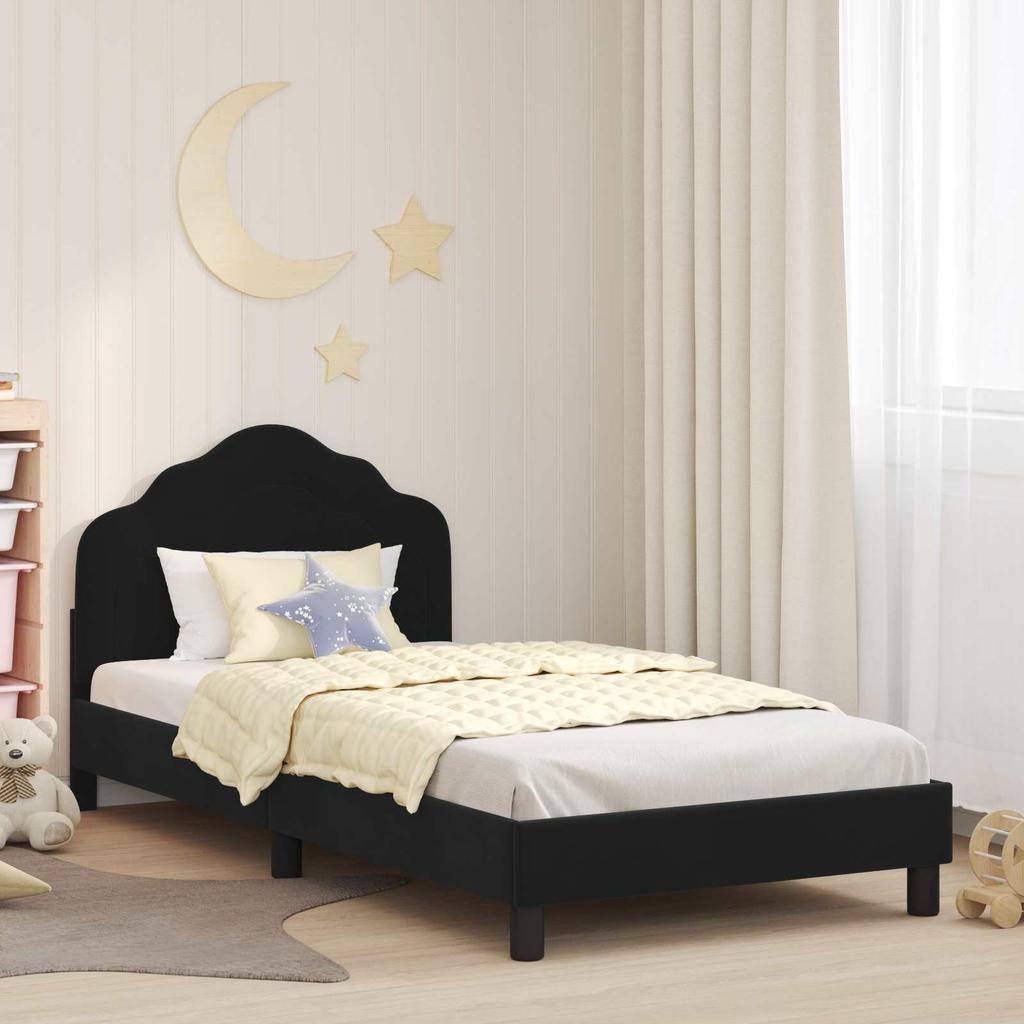 Kids Bed Frame with Headboard Black 80 x 200 cm Velvet
