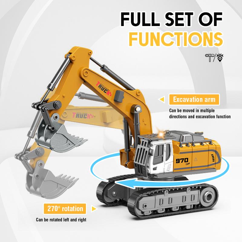 1/64 Mini Rc Alloy Crawler Excavator App Remote Control 4Ch Truck With Lights And Sound 2 Speed Vehicle Kids Toys Boys Gifts