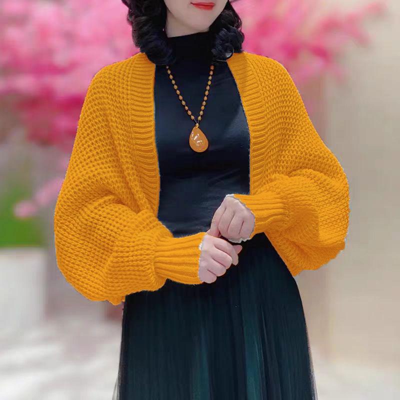 Женская вязаная шаль с длинным рукавом 2024 - Универсальный, модный кардиган для весны и осени, свободный и теплый, с элегантным стилем.