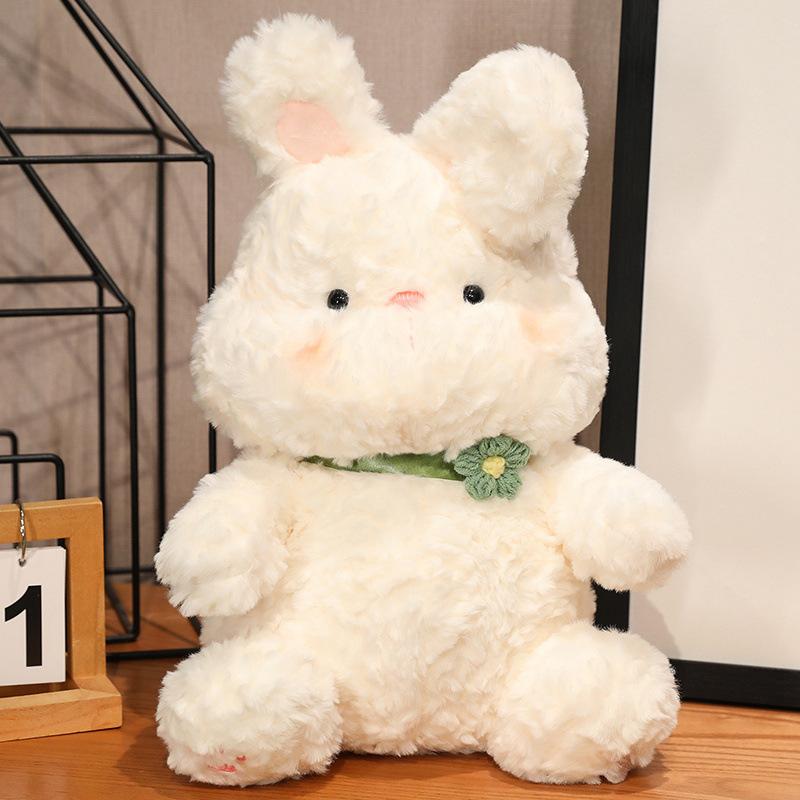 Milk Covered Rabbit Plush Doll, Cute Flower Rabbit Pillow, Children's Comfort and Companion Doll