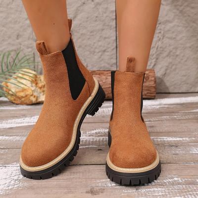 Женские короткие ботинки с круглым носком и блочным дизайном, теплая подкладка, подходят для зимних прогулок. Теплые ботинки 36-42