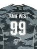 Jeimiweseuteu №99 Футболка-сетка с камуфляжным принтом и V-образным вырезом (черный)