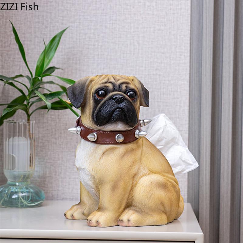 Милая модель собаки из смолы, имитация животных, коробка для салфеток, держатель для салфеток, украшение, креативное украшение для дома, аксессуары