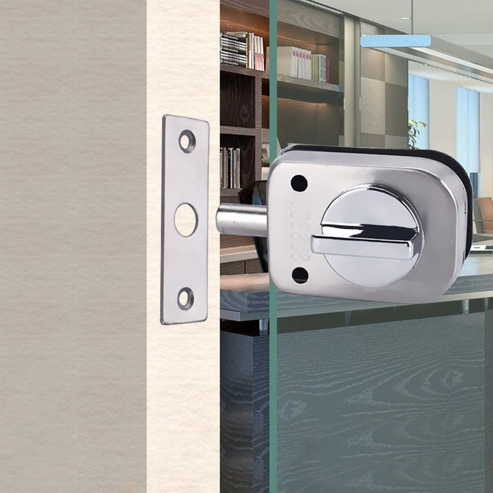 Glass Door Lock Stainless Steel Latch Punch-free Ground Lock Bathroom Balcony