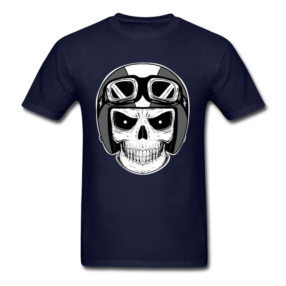 Moto Biker Tshirt Mens Tshirts Punk Skull Helmet T Shirt Funky Short Sleeve Tops  Tees O Neck All Cotton Clothes Faddish Black