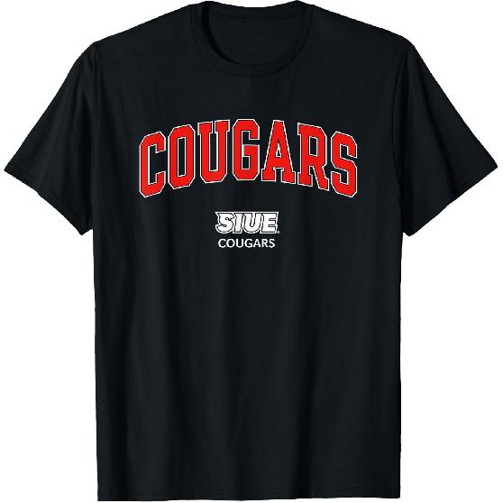 Elite Authentics Black Southern Illinois Edwardsville Cougars Arch Over Logo T-Shirt