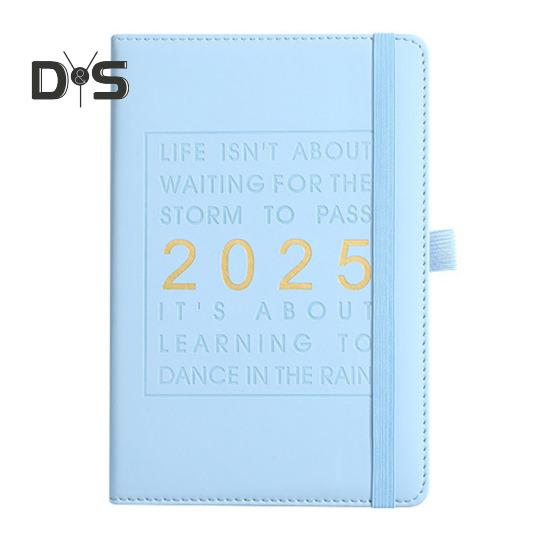 Планировщик 2025 года Еженедельный ежемесячный твердый переплет из искусственной кожи Вдохновляющие цитаты Ежемесячный обзор Ежедневные блоки Эластичная застежка Планировщик A5