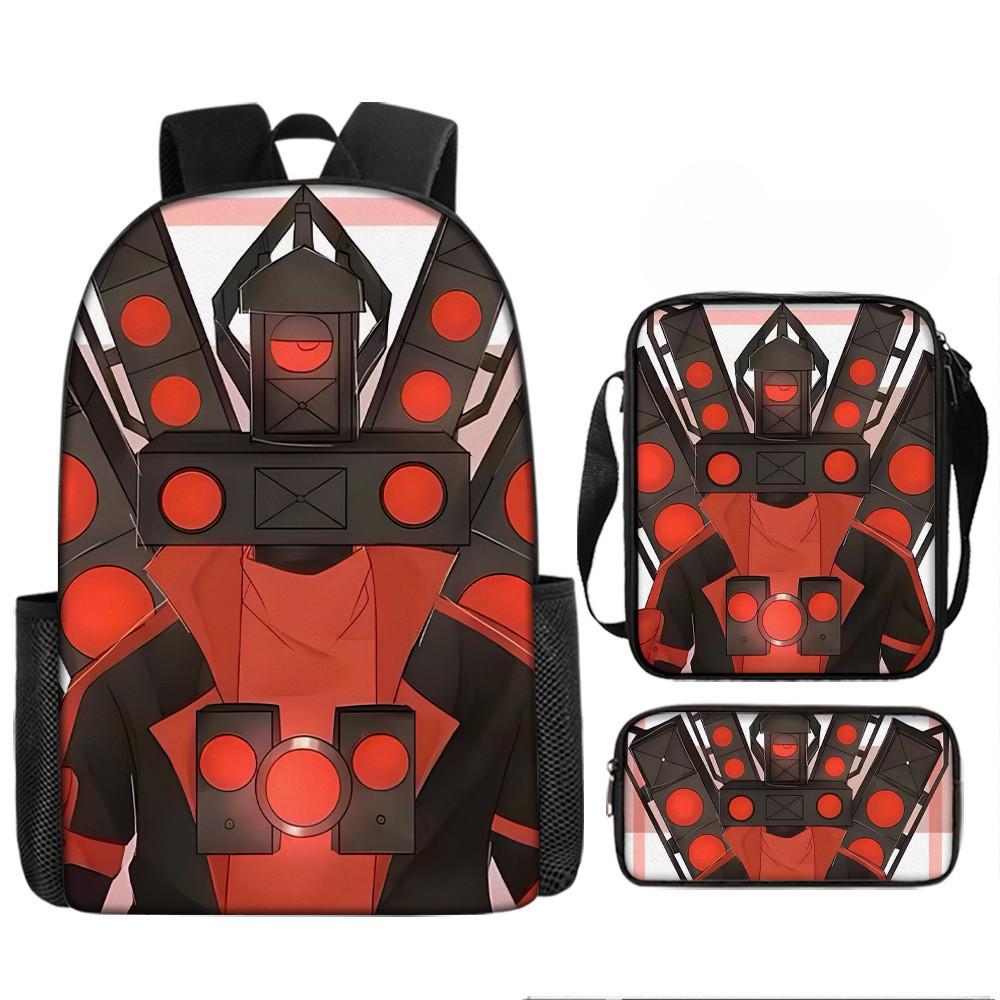 Cartoon Skibidi Toilet Printed Backpack Child Schoolbag Shoulder Bag Pencil Bag