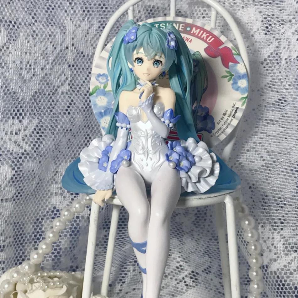 Новые 2 шт. Аниме фигурка Хацунэ Мику Розовый сакура сидячая поза ПВХ Фигурка на шарнирах модель игрушка украшение коллекционные подарки