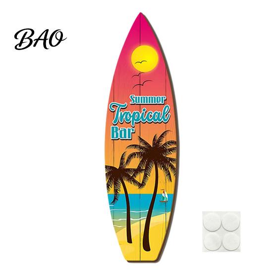 Outdoor Waterproof Sign Hawaiian Surfboard Wall Art, Wooden Tropical Beach Decor Sign, Summer Aloha Theme Hanging Plaque High-density Wood Board