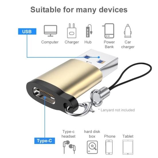 Адаптер USB Type-C Female на Male OTG, USB 3 Коннектор, Конвертер для Передачи Данных