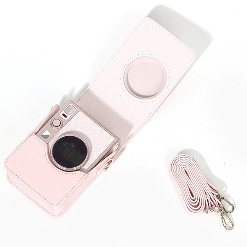 Waterproof AntiShock Pink PU Leather Crossbody Camera Case For Mini EVO Compact Storage Bag With Adjustable Strap