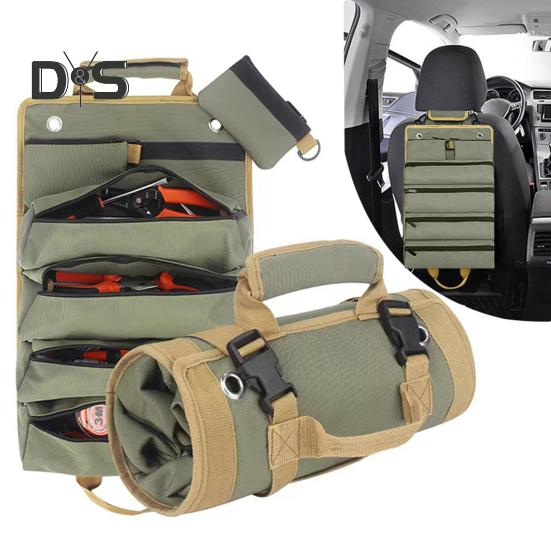 Tool Roll Up Bag with Handle Multi-compartments Large Capacity Zipper Closure Waterproof Heavy-Duty Tool Organizer Bag