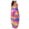 Women Gradient Tie-Dye Sleeveless V Neck Maxi Dress Sundress Beach Long Dres
