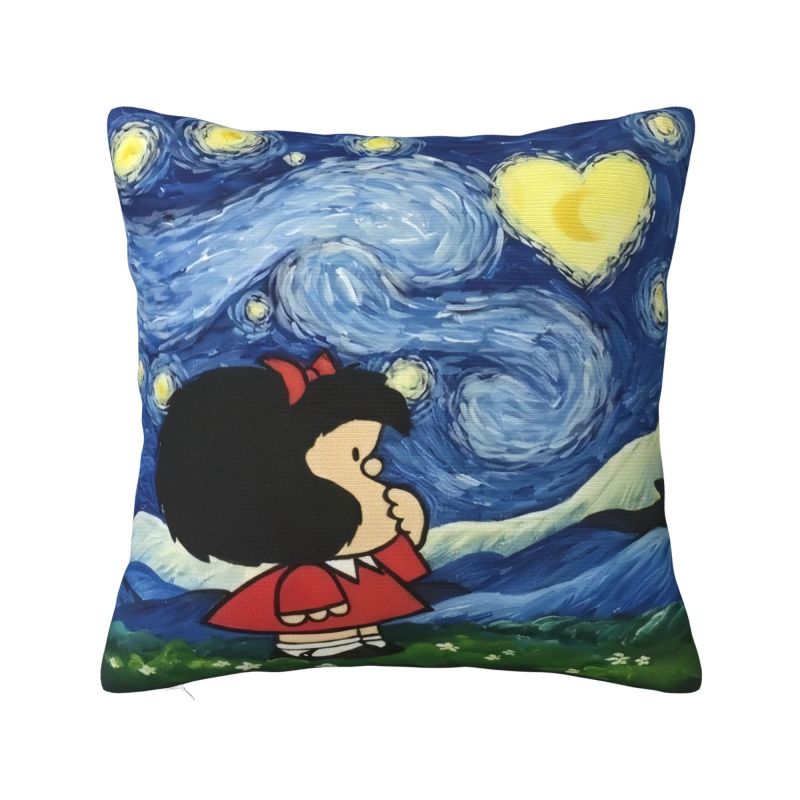 Custom Luxury Mafalda Kawaii Vintage Quino Comic Cartoon Mang Anime Cushion Cover for Sofa Polyester Throw Pillow Case Living
