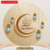 2D Flat 20*20cm1pc Happy Eid Mubarak Golden Moon and Lanterns Patterns Exquisite Round Wooden Pendant, Celebrate Ramadan Good Quality Ceiling Hanging
