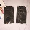 Genuine Leather Half Finger Gloves Women's Summer Driving Fashion Hollow Thin Unlined Motorcycle Riding Gloves