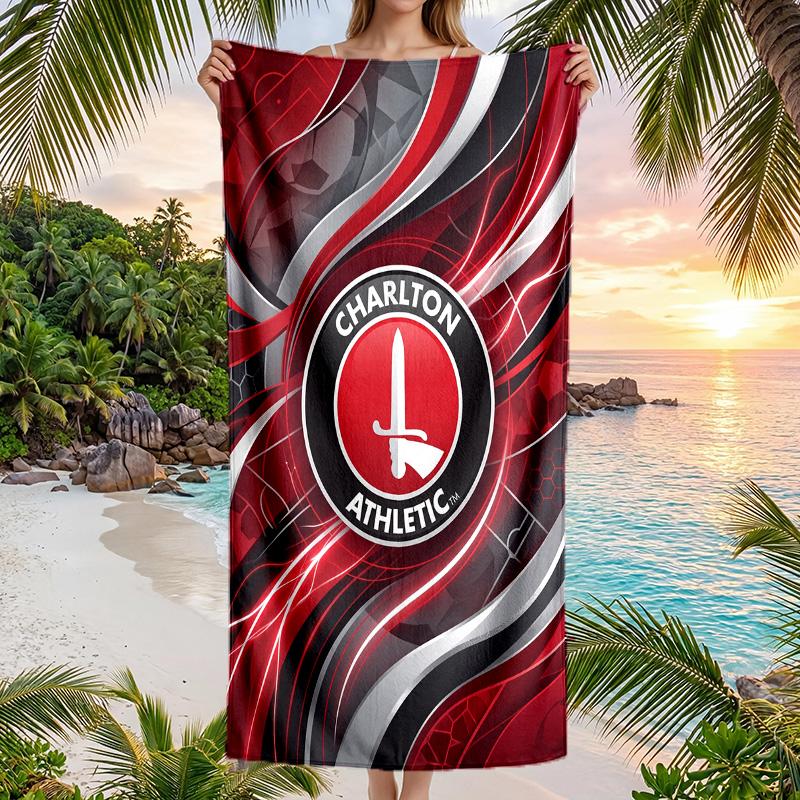 Charlton Athletic FC print Quick Dry Beach Towel Microfiber Absorbent Portable Travel Swimming Towel