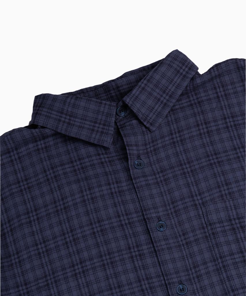 SAINTPAIN Sp Roll-Up Tartan Check Short Sleeve Shirt Navy