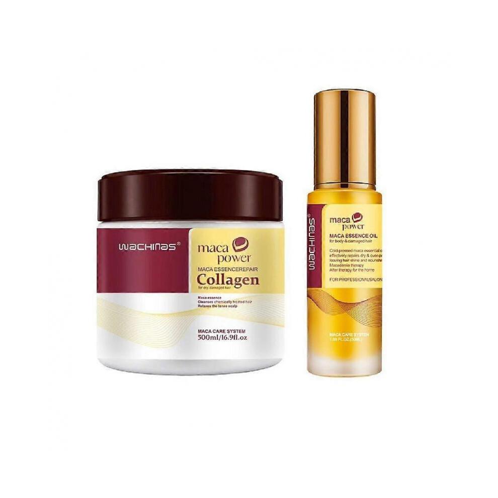 Collagen Hair Treatment Deep Repair Conditioning for All Hair Types 500 Ml + Argan Oil Hair Serum for Dry Damaged Hair 50 Ml less