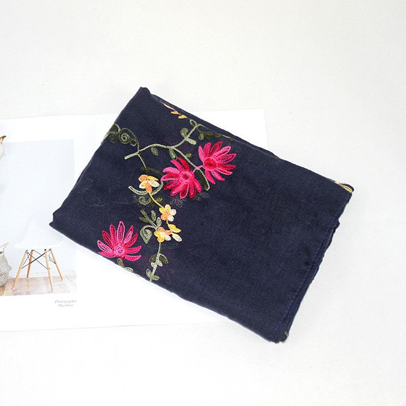 Ethnic Style Embroidery Craft Cotton Linen Scarf for Women Versatile Gauze Scarf Chinese Style Embroidery Long Spring and Autumn