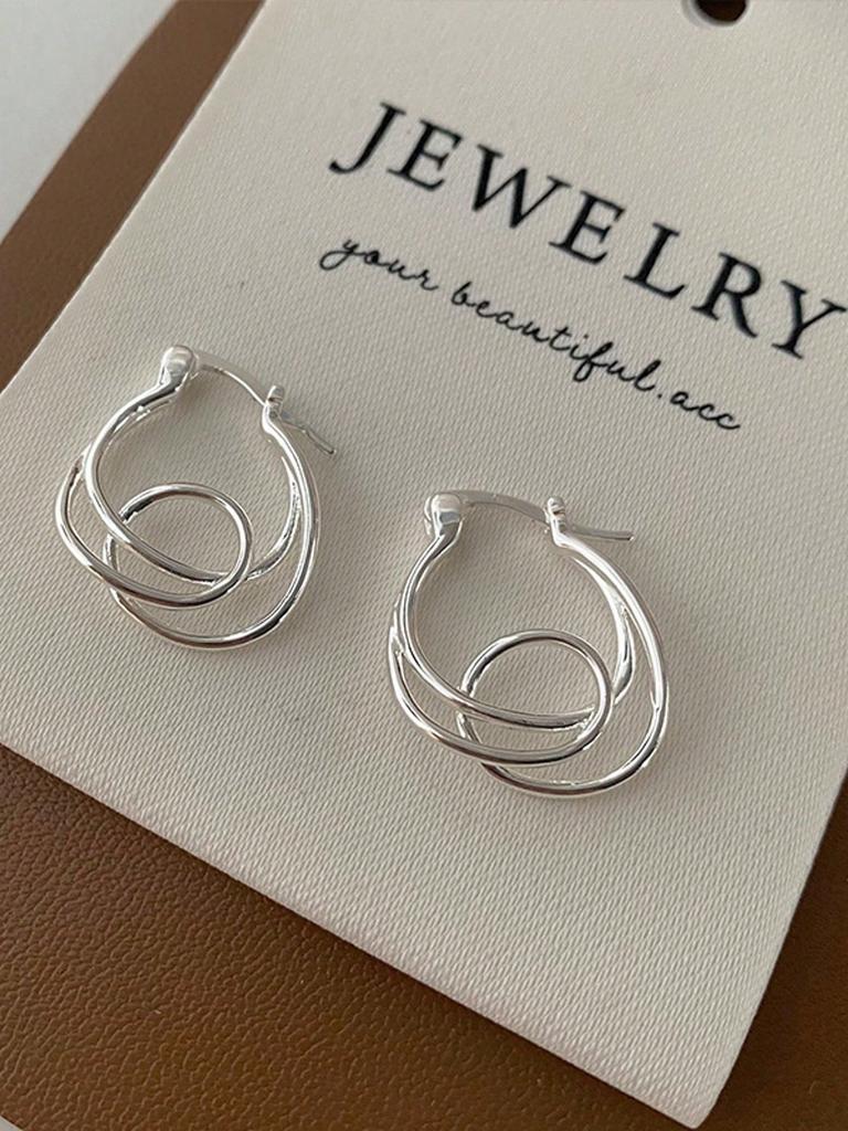 1 пара серебряных сережек-колец с узлом - Уникальный дизайн с витой линией, гипоаллергенные, корейско-японский стиль, модные ювелирные украшения в подарок для повседневной носки