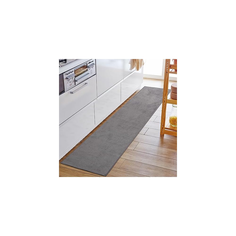 Tydle Kitchen Mat, Flannel Mat, 43 x 270cm, Kitchen Rug, Mat with Non-Slip Backing, Flannel Fabric,