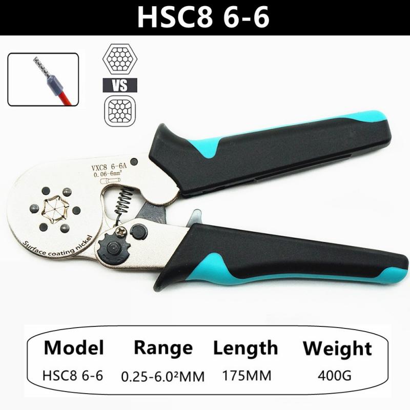 Crimping Pliers HSC8 6-4A 0.25mm²-10mm²/6-6A/16-6 0.08mm²-16mm² Tubular Terminal Ferrule Hand Tools