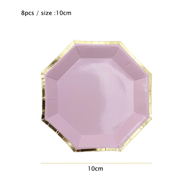 Золото Фиолетовый Вечеринка Одноразовые Столовые Наборы Бумажные Стаканчики Тарелки Товары Для Детского Праздника День Рождения Карнавал Свадебный Декор Детские Сувениры