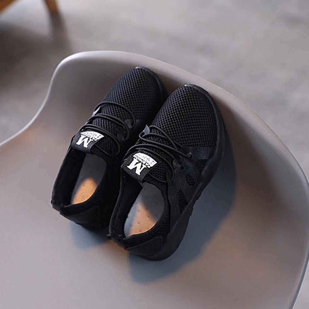 Детская повседневная обувь из дышащей сетки для бега для маленьких мальчиков и девочек с буквенным принтом