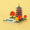 Kawada Paper Nano 360 Five-Story Pagoda, 7 x 12 x 7 cm, Ages 12 and Up, Paper Craft Kit, Miniature Kit, Interior Design, PS-11