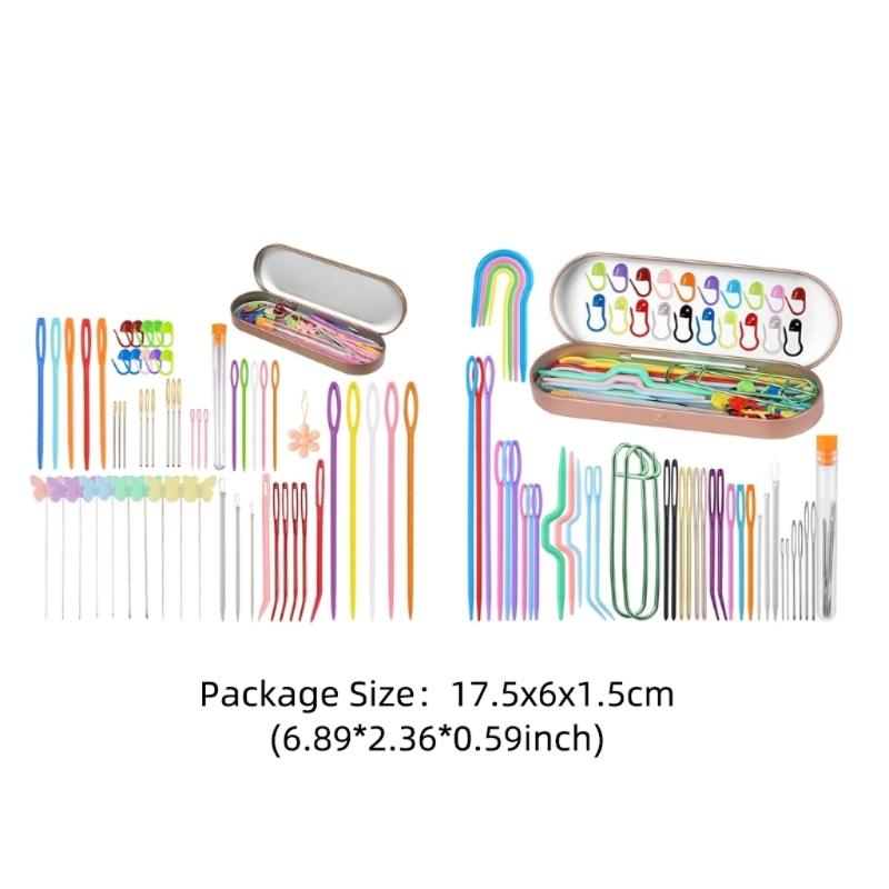 Большая игла для шитья Игла для вышивки гобеленов Игла для вязания крючком из пряжи Пластиковая изогнутая Игла для рукоделия и вязания на спицах