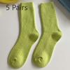 5 пар женских осенне-зимних носков из однотонной шерсти в стиле ретро, теплые, с резинкой