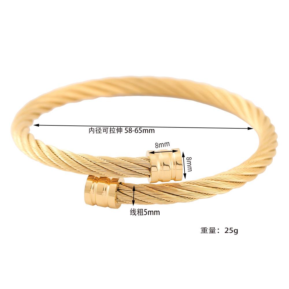 European American Trend Multi-Color Stainless Steel Titanium Steel Punk for Bracelet for Men Gold Wire Head Fashionable Bangles