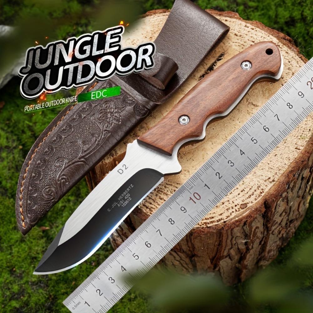 Outdoor Portable Knife, Stainless Steel Shadow Wood, High Hardness Small Straight Knife, Multifunctional Fruit Knife, Hand Handle Meat Knife