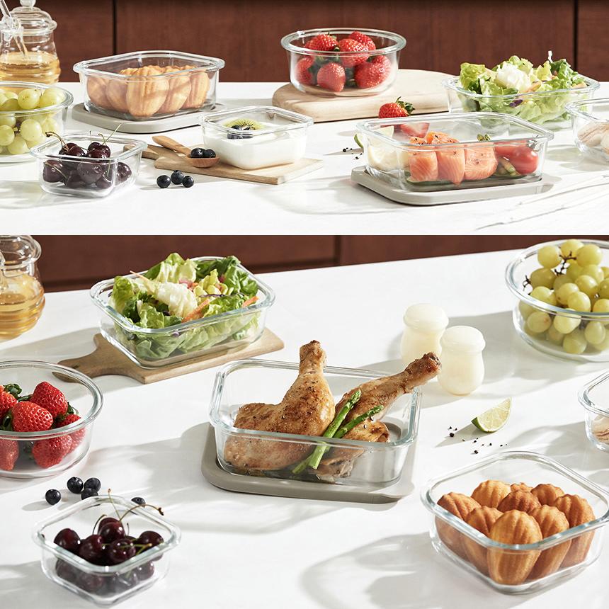 Стеклянный контейнер для хранения продуктов Corelle Square 3 шт. (320ml) BPA бесплатно