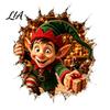 Festive Home Decoration Christmas Break-In 3D Wall Decal, Santa Claus/Deer/Snowman/Elf/Dog/Nutcracker/Gingerbread Man Patterns Window Glass