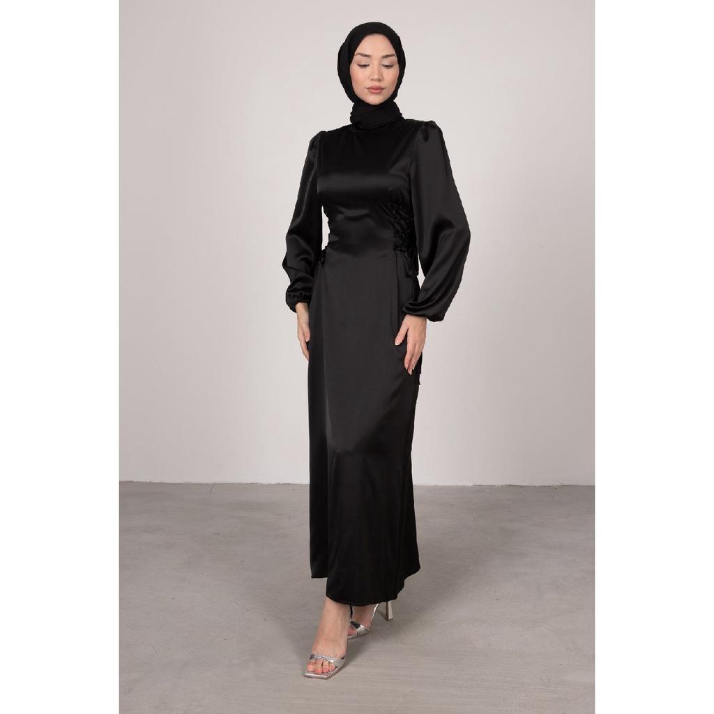 Атласное вечернее платье в стиле хиджаб с завязкой сбоку