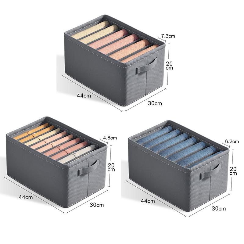 6/7/9 Grids Clothes Pants Storage Box Foldable Drawer Organizer with Handles Partition Storage Box for Jeans Shirt Underwear