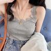 Женский топ-камисоль в корейском стиле с кружевной отделкой, облегающий, без рукавов, базовый слой