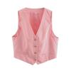Fashion Style Fall and Winter New Women's Temperament Wild Slim Looking Linen Blended Sleeveless Vest Waistcoat 2010711 832