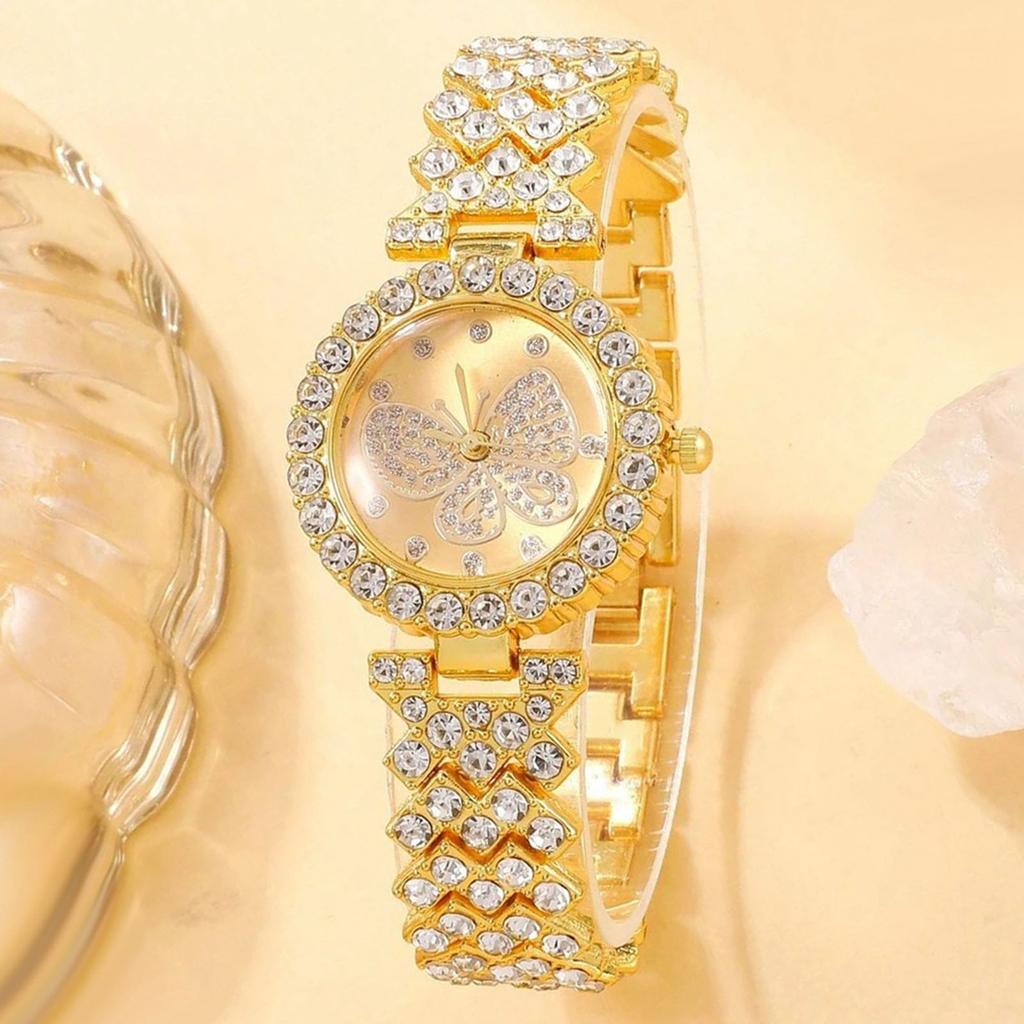 Fashion Quartz Ladies Watch Luxury Design Rhinestone Encrusted Butterfly Watch Valentine's Day Gift