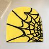 Unisex Winter Hat Spider Web Jacquard Knitted Dome Elastic Contrast Color Brimless Cold Weather