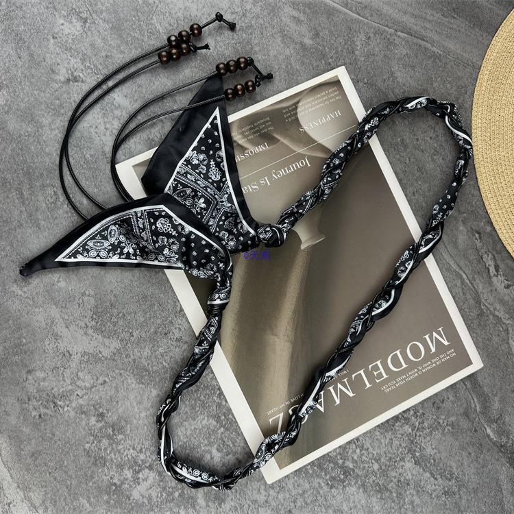 Женский универсальный шелковый шарф-пояс, декоративная длинная лента-поясная цепочка