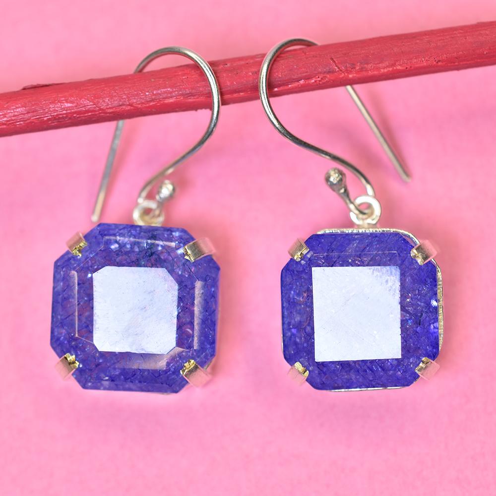 Серьга из стерлингового серебра 925 пробы 77 карат фиолетовый танзанит натуральный квадрат сертифицированные драгоценные камни my.er-33-k