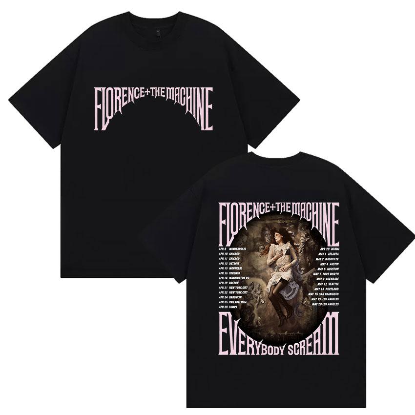 2026 Summer Florence The Machine Everybody Scream Tour Graphic T Shirt Unisex Women Vintage Harajuku Cotton TShirt Streetwear