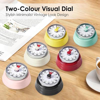 Визуальный таймер, Teeloray 60-минутный таймер обратного отсчета, кухонный таймер с магнитной основой, механический часовой механизм, звуковой сигнал, инструмент для управления временем для