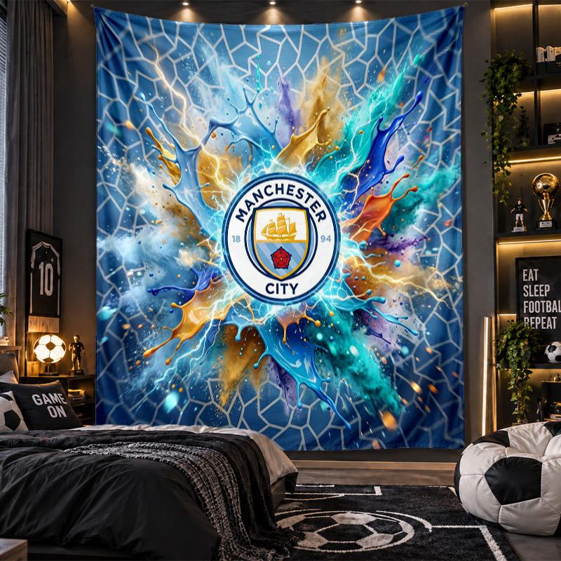 Wall Hanging Tapestry Manchester City Print Cloth for Living Room Bedroom Home Decor