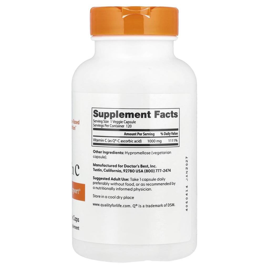 Doctor'S Best, Vitamin C with Q-C, 1,000Mg, 120 Veggie Caps